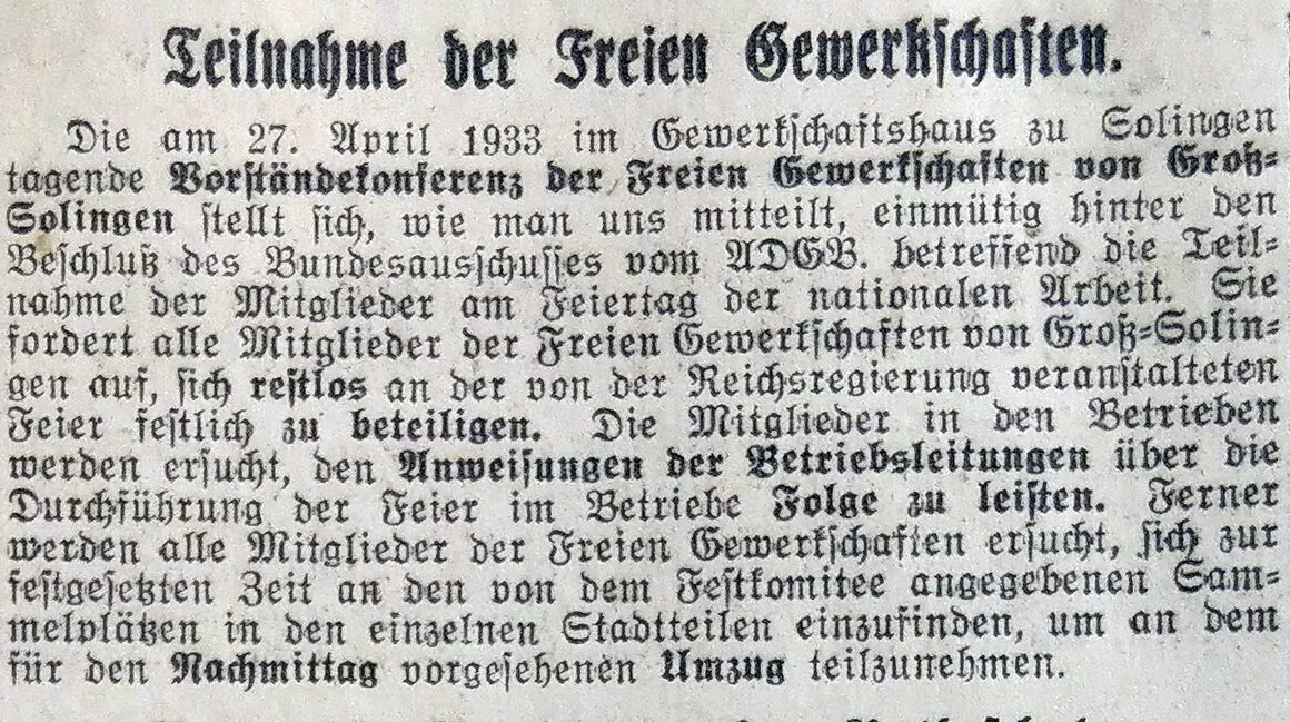 Öffnung der Ausstellung zum 1. Mai 2026