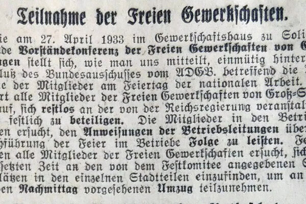 Öffnung der Ausstellung zum 1. Mai 2026